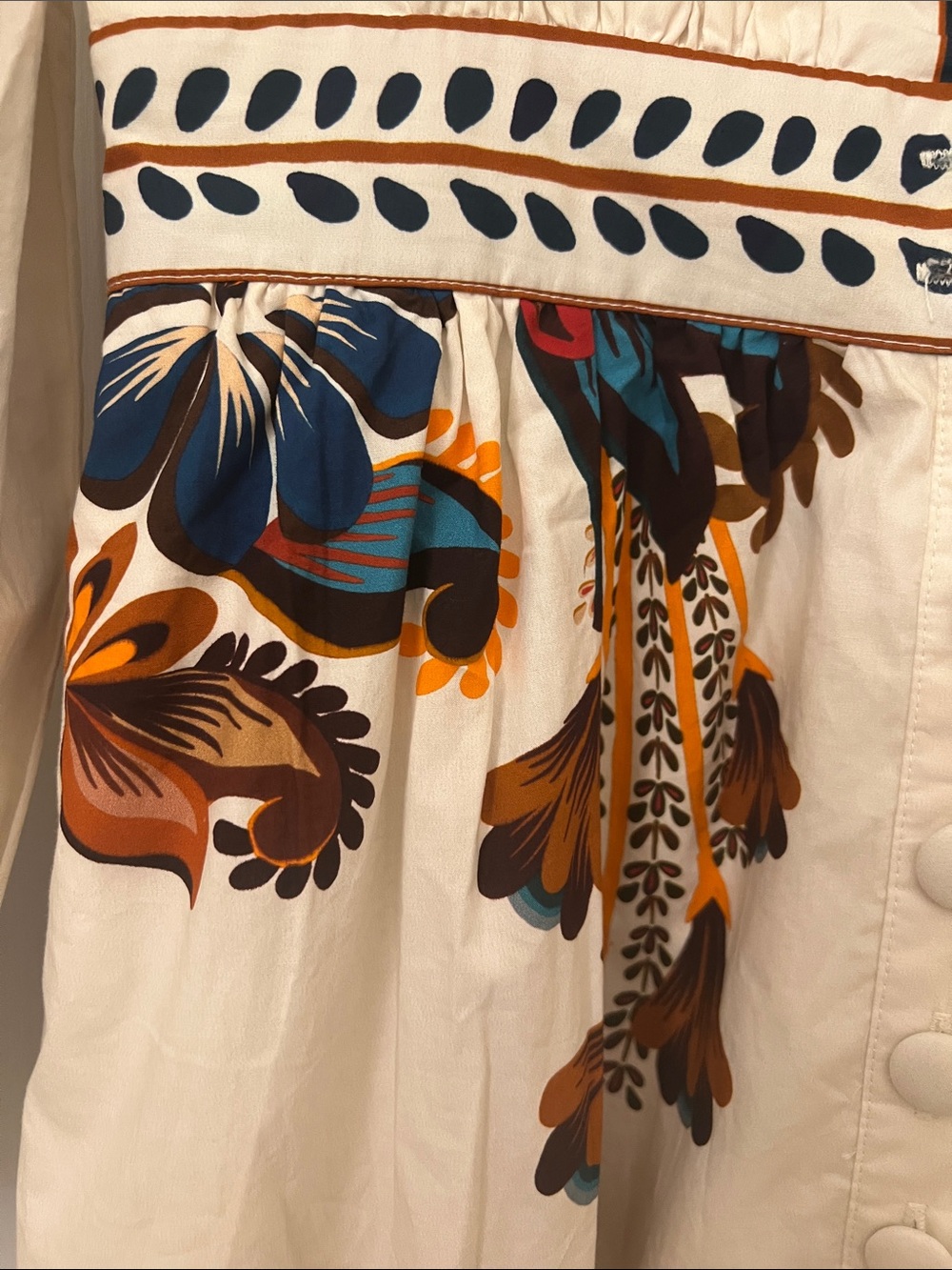 FARM Rio Cream Maxi Dress with Blue, Rust and Pink Florals - Picture 4 of 5